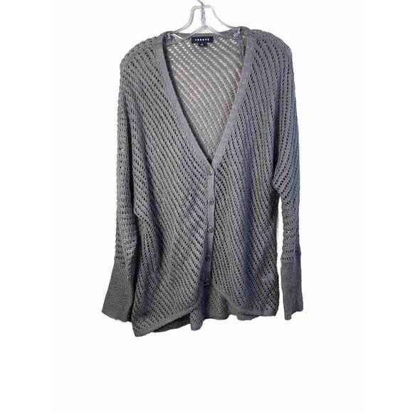 Trouve Brown Women's Open Knit Button Front Cardigan Duster Size Small V Neck - Picture 1 of 8